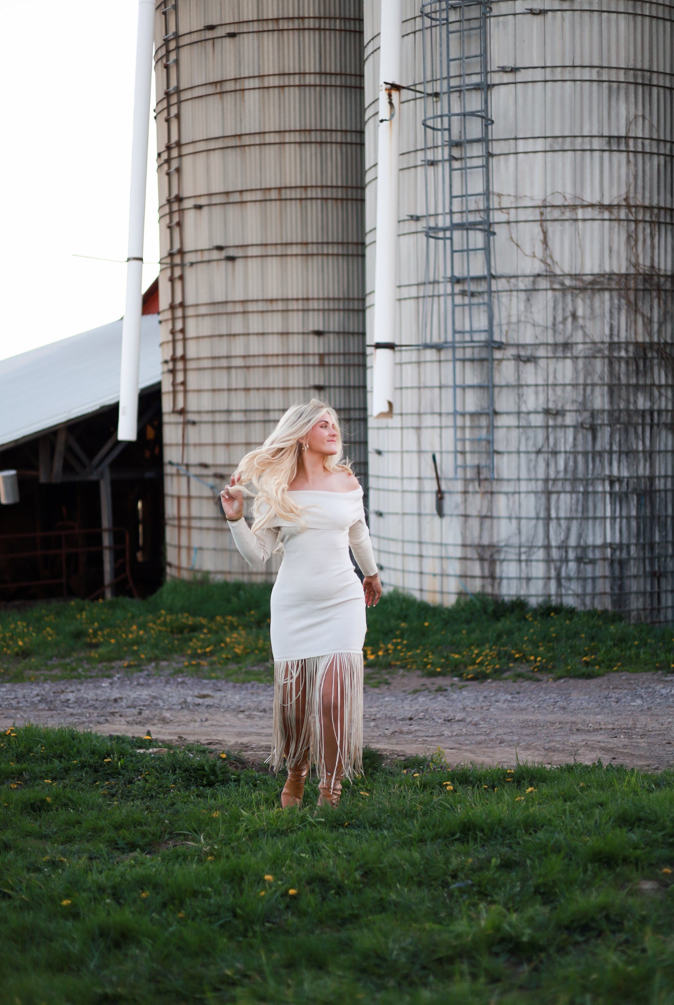 Free Winds Fringe Dress - Cream