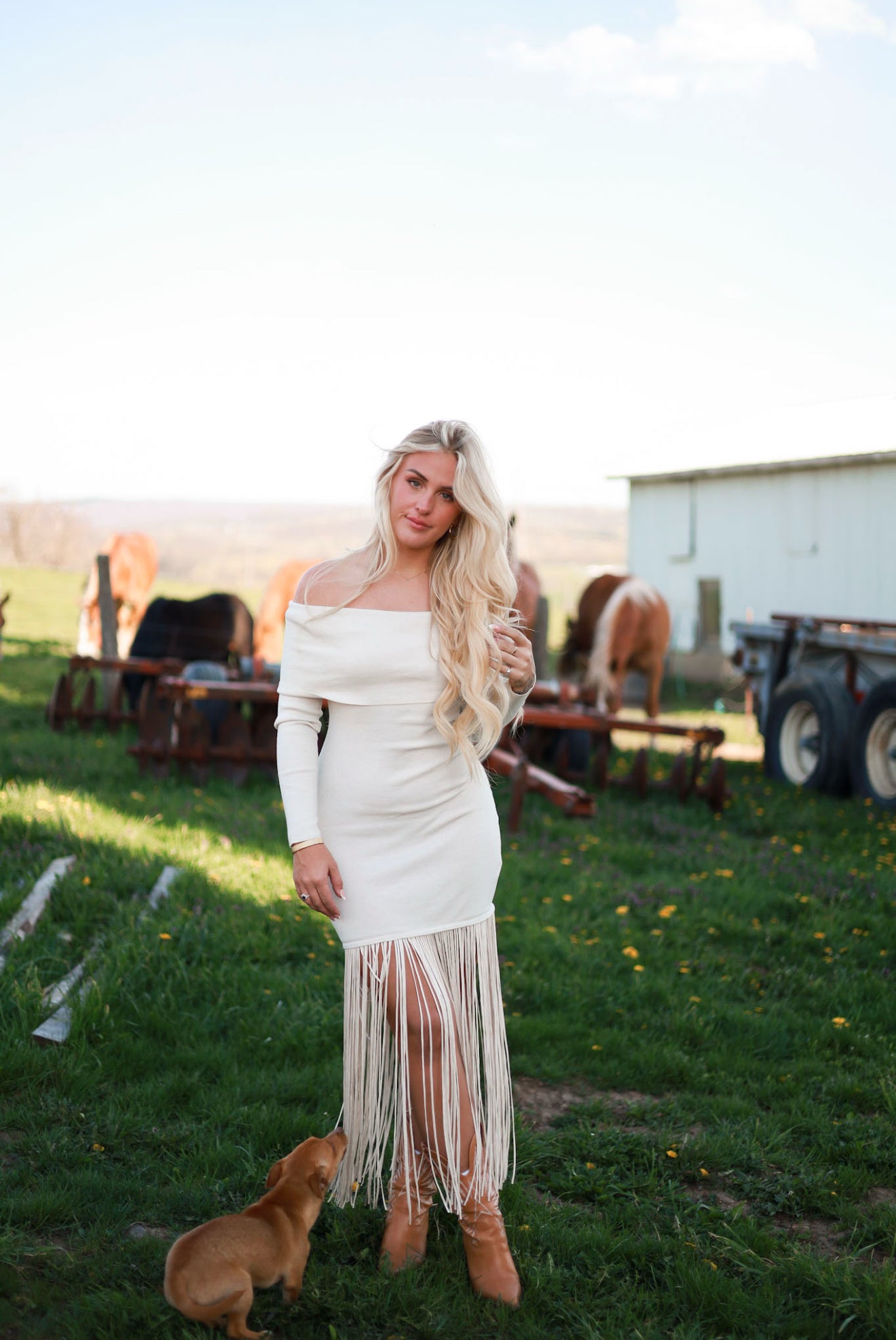 Free Winds Fringe Dress - Cream