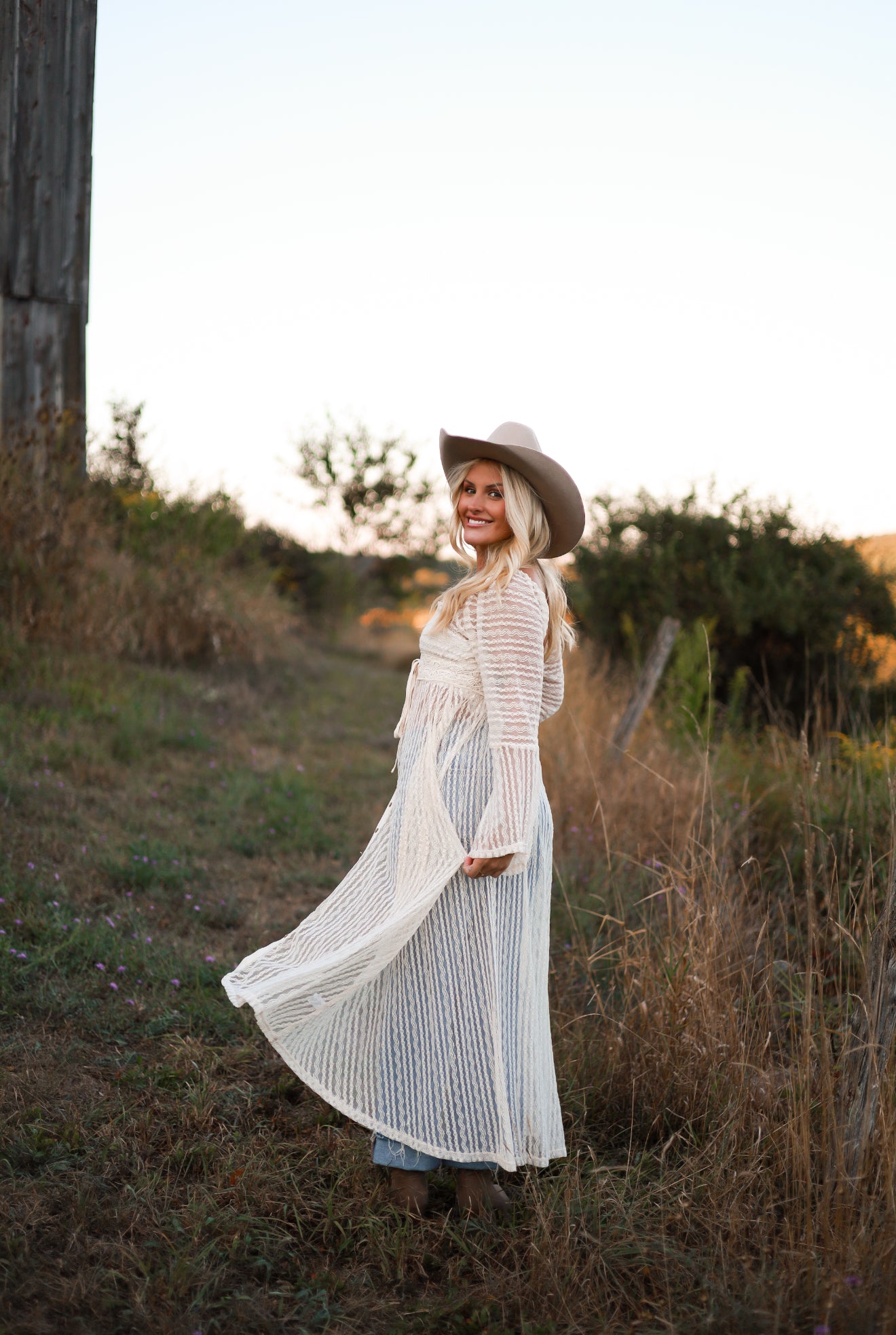 Sheer Lace Layering Midi Dress - Vanilla