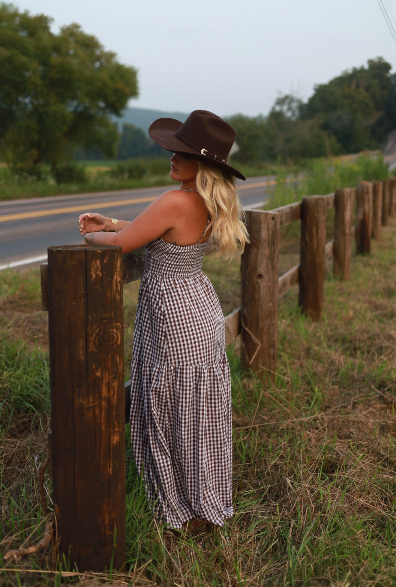 Jackson Gingham Maxi Dress - Brown