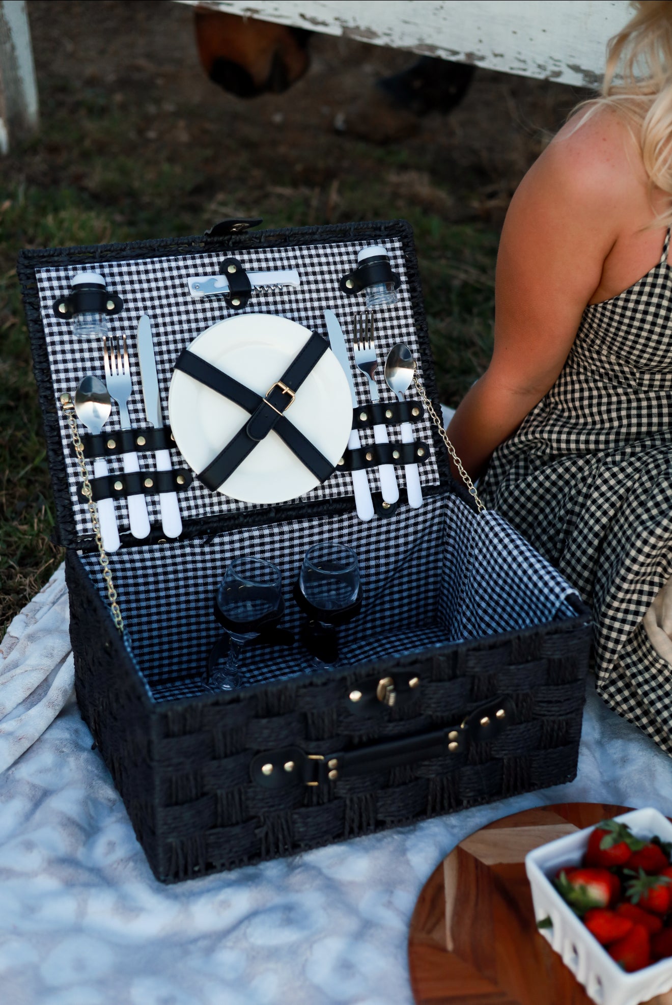 Gingham Picnic Basket
