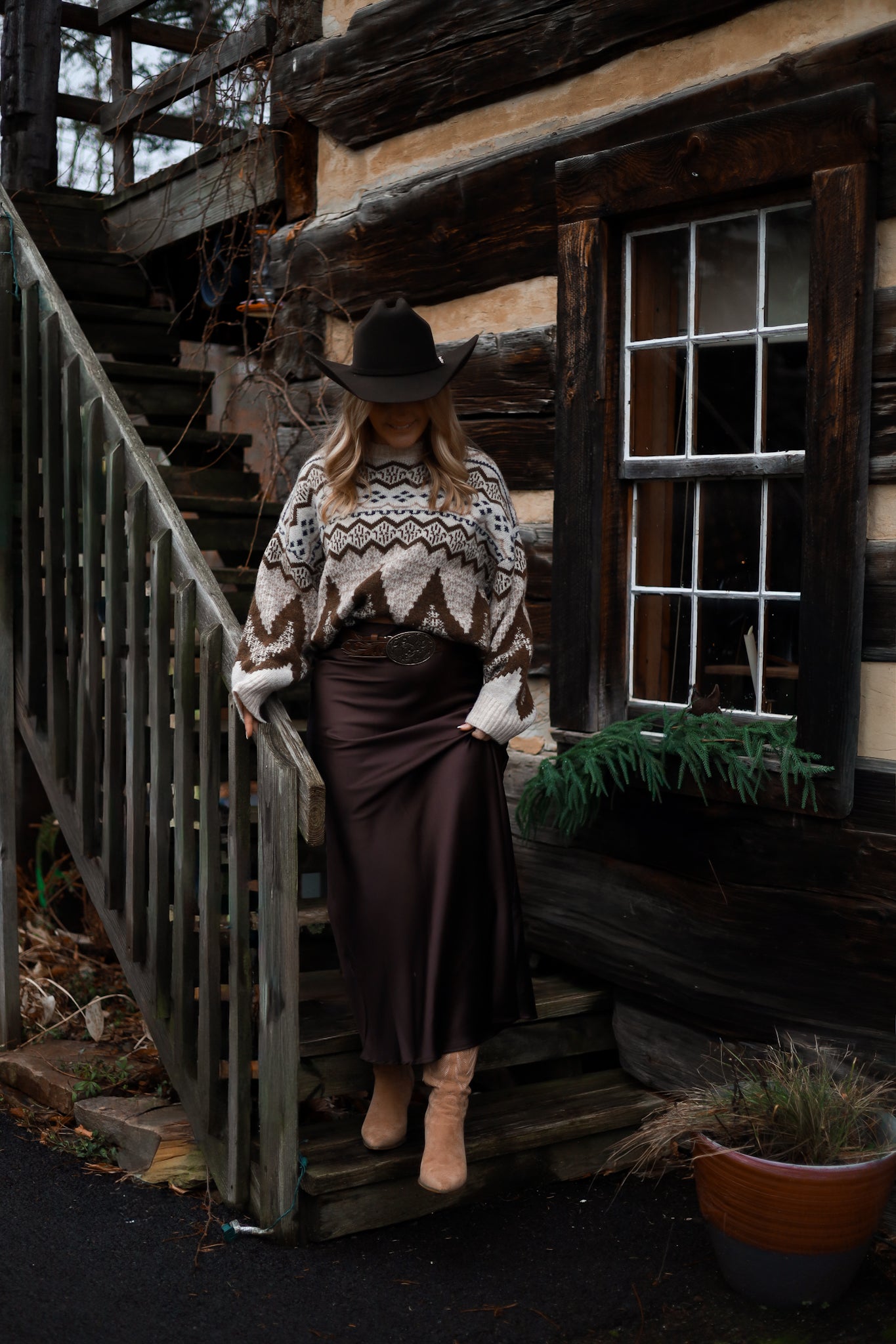 Old Creek Satin Skirt - Brown