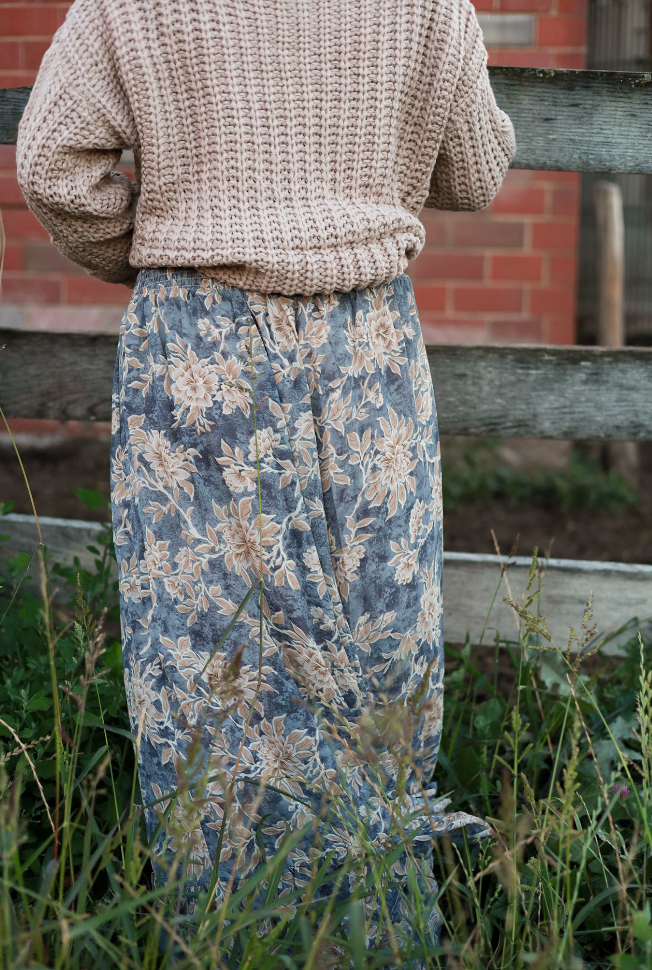 Thistlewood Drop-Waist Maxi Skirt - Blue