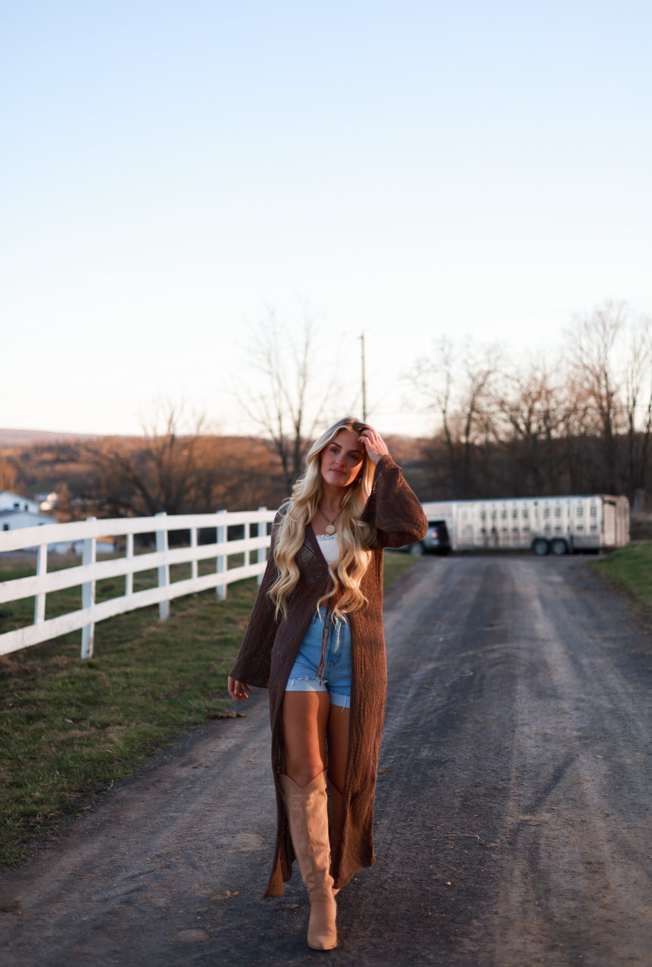 Bohemian Crochet Knit Cardigan – Brown