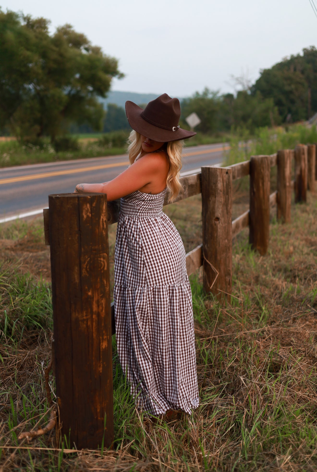 Jackson Gingham Maxi Dress - Brown