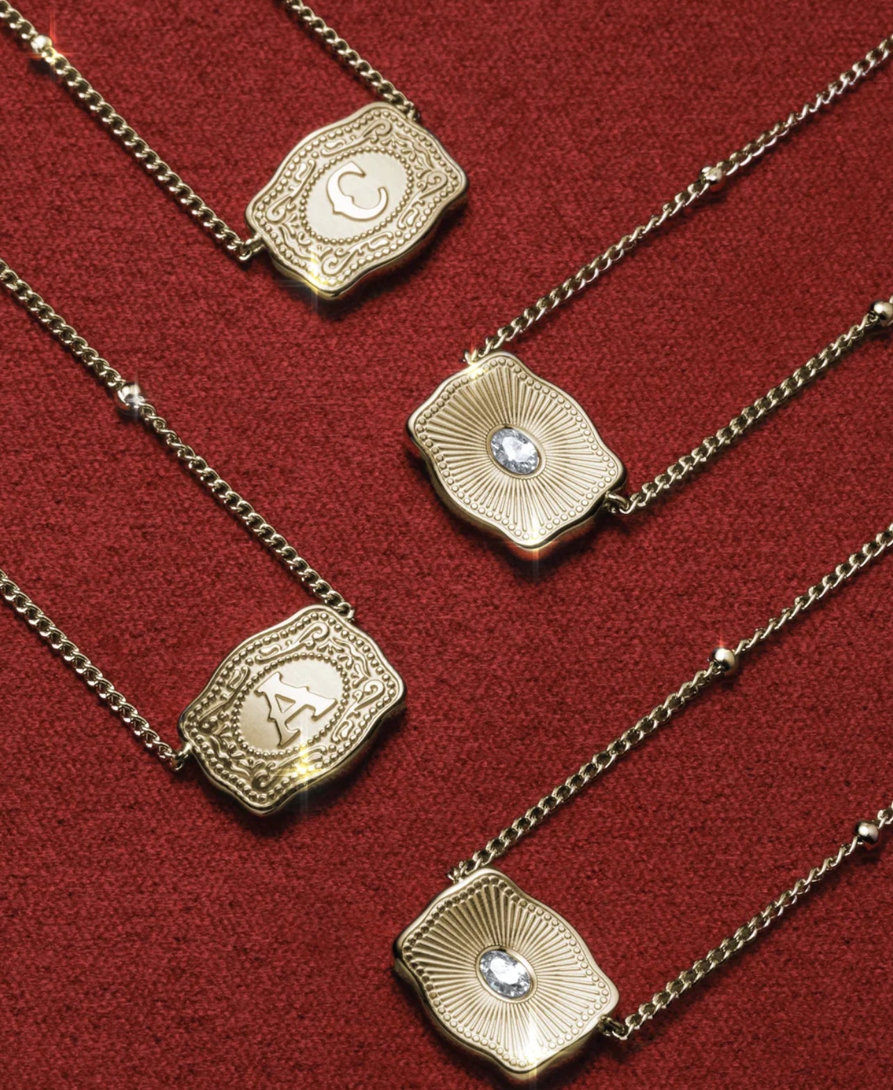Ultra Mini Belt Buckle Necklace (Gold Initial)