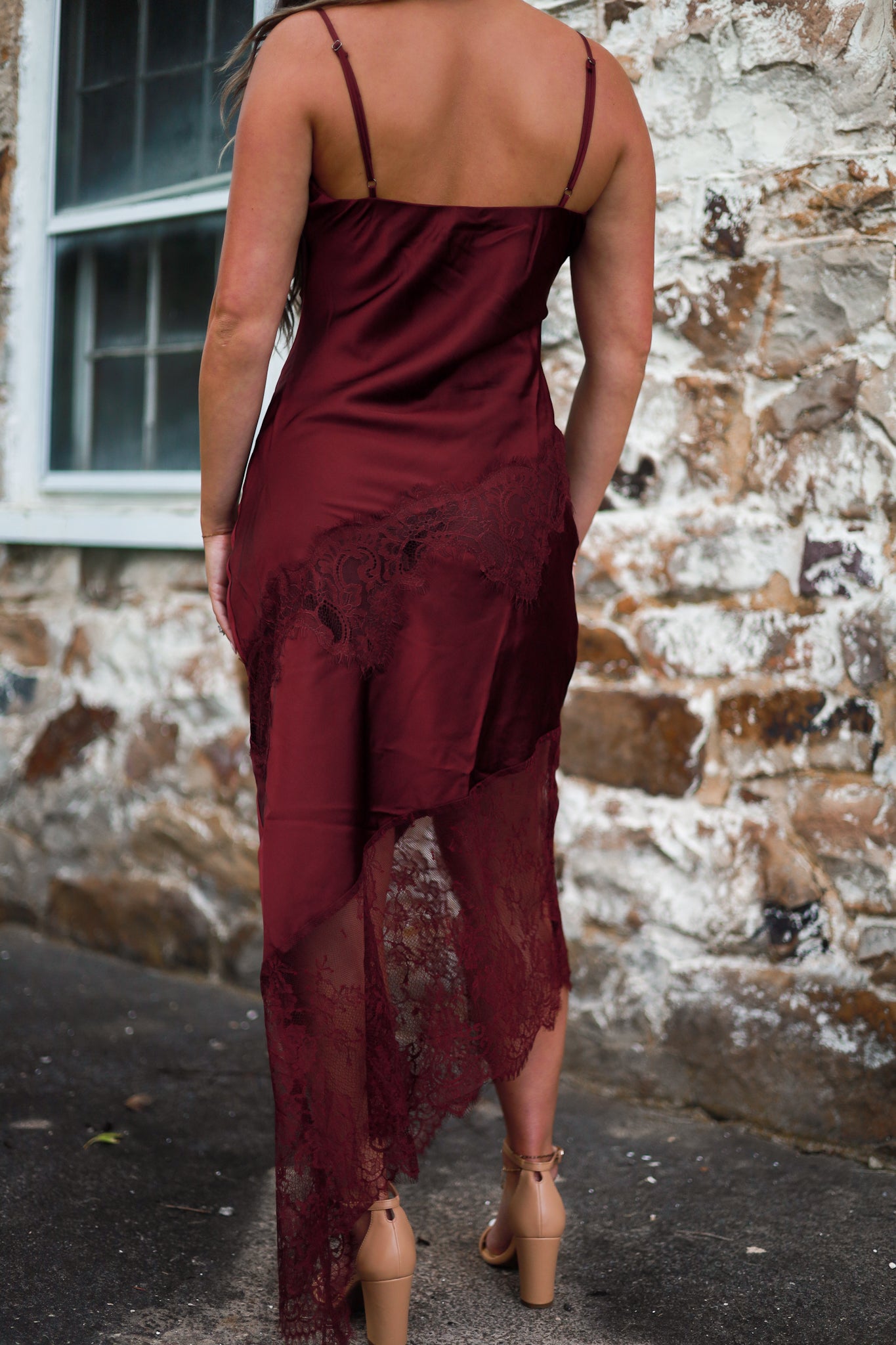 Estelle Lace Slip Dress - Burgundy