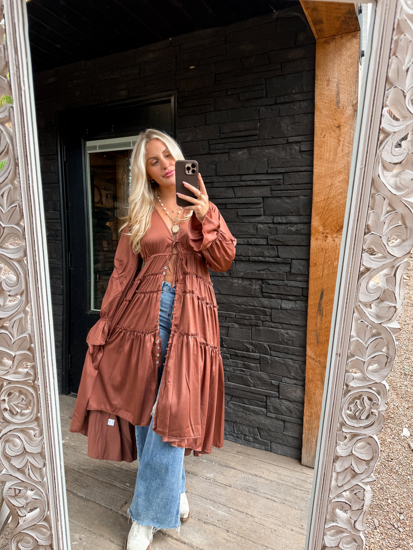 Folklore Duster Dress - Rust