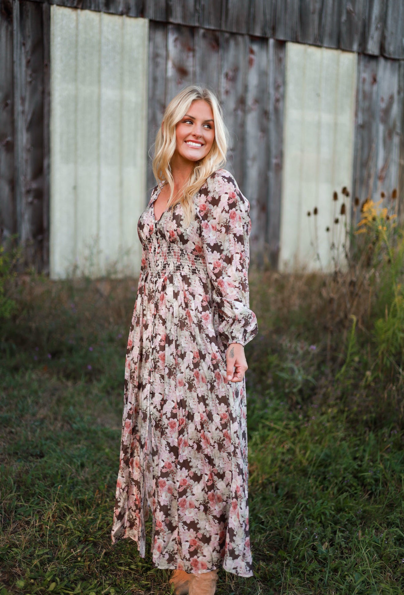 Spiced Orchard Maxi Dress - Brown