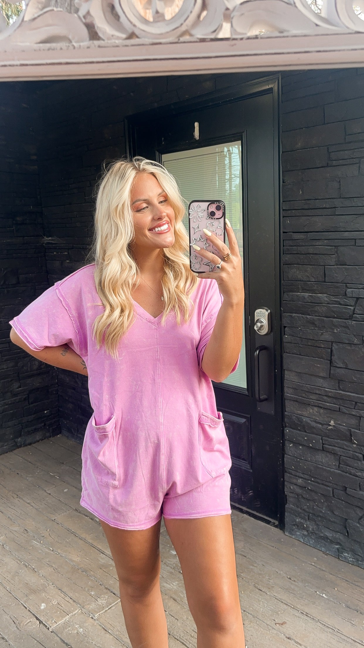 Mineral Washed Oversized Romper - Orchid