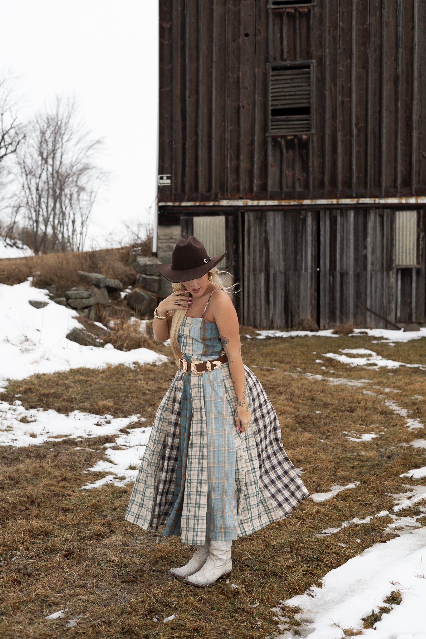 Sagebrush Plaid Maxi Dress - Mint