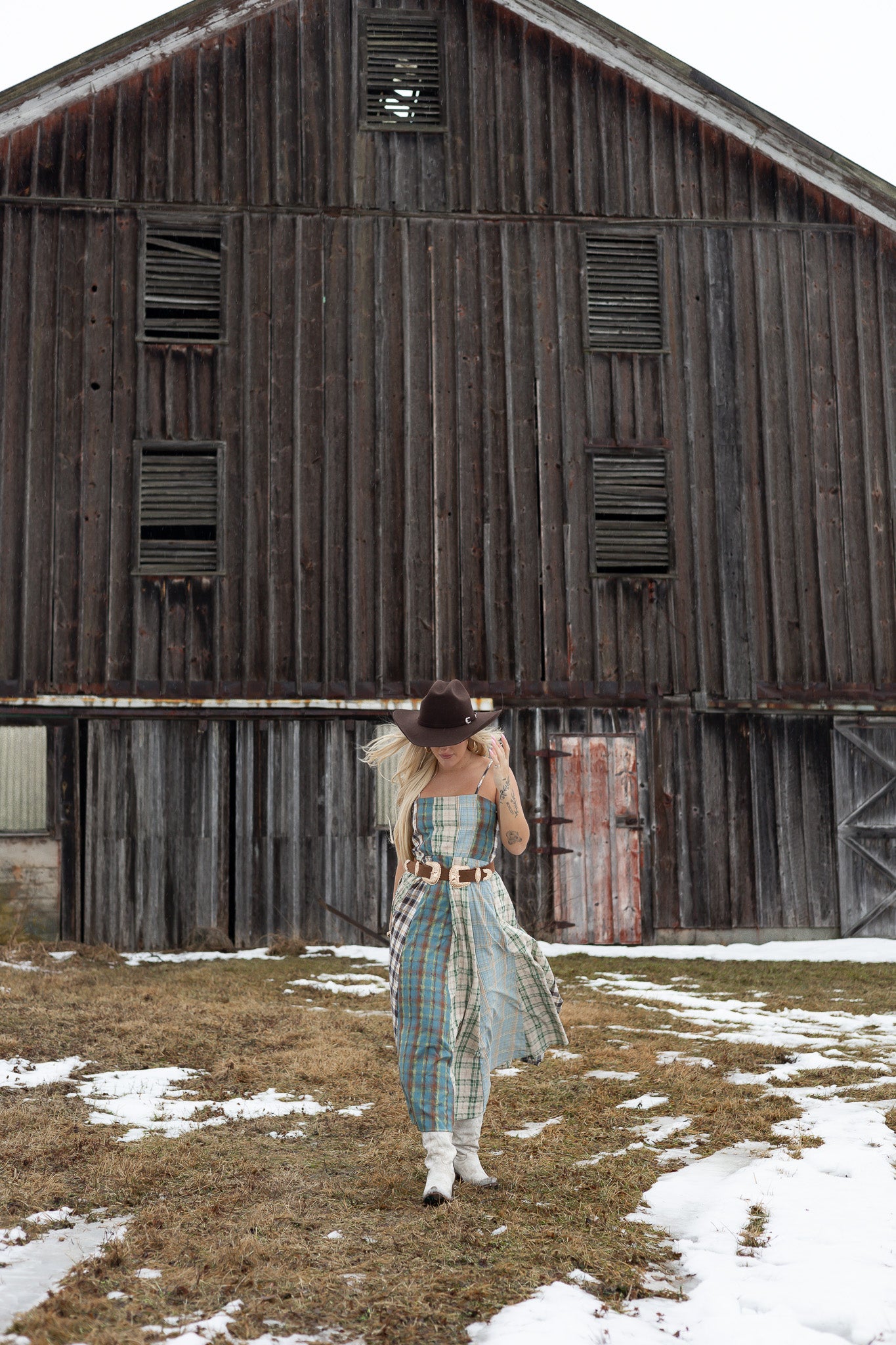 Sagebrush Plaid Maxi Dress - Mint