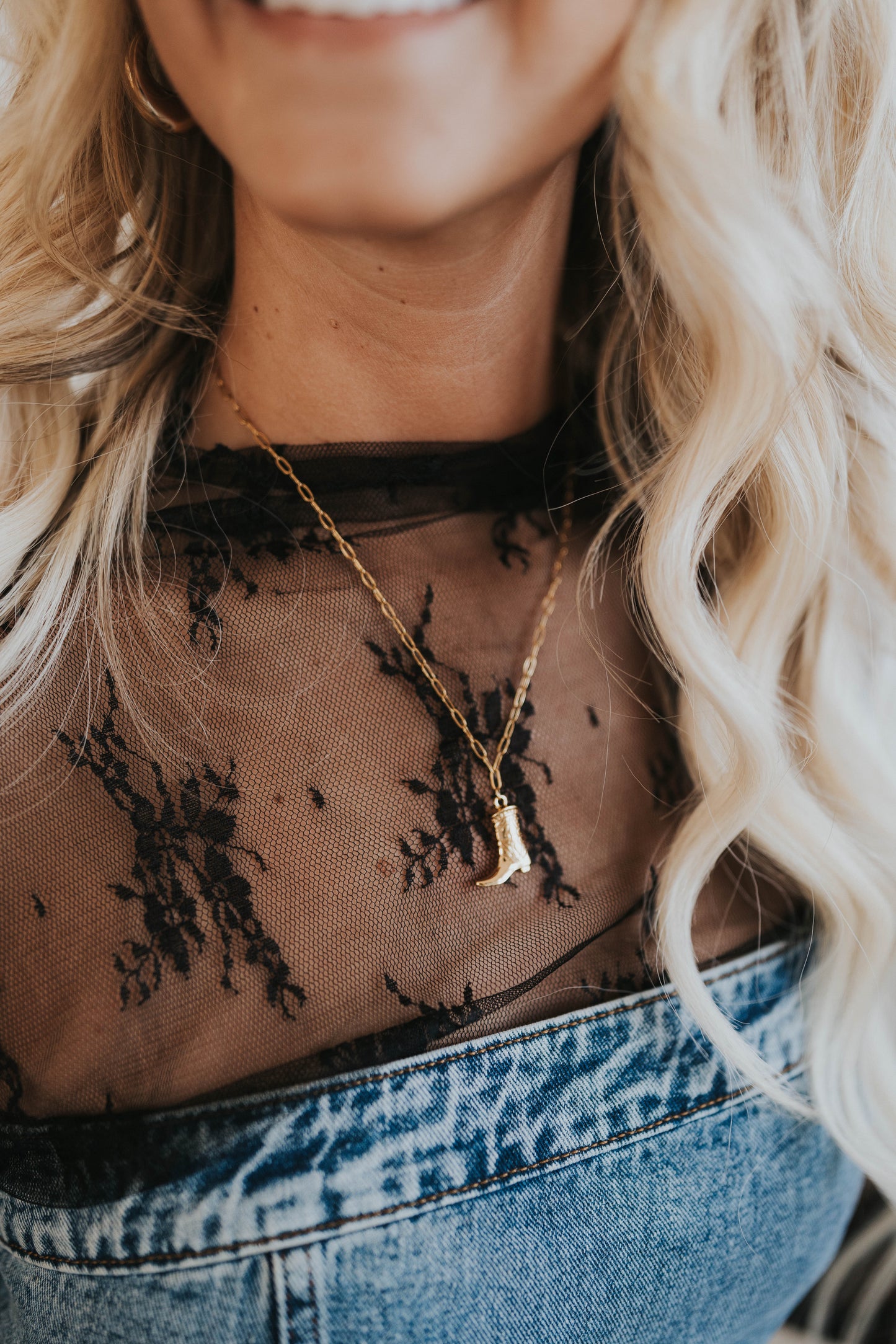 Golden Cowboy Boot Necklace