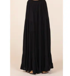 Boho Belle Tiered Maxi Skirt- Black