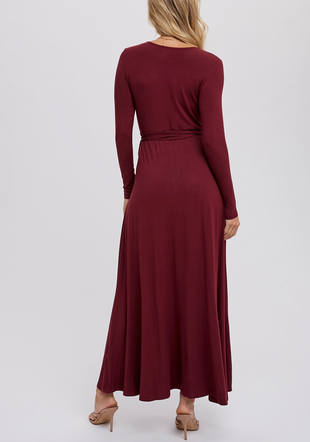 Knit Wrap Maxi Dress - Berry