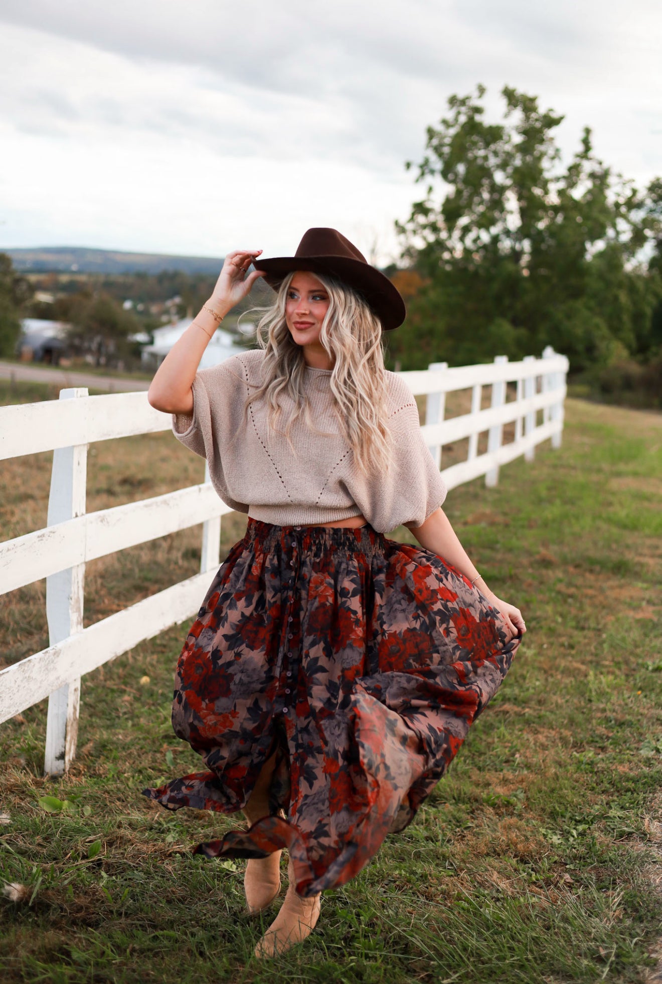 Poetry in Petals Skirt - Taupe