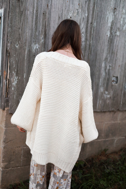 Marshmallow Cream Chunky Knit Cardigan