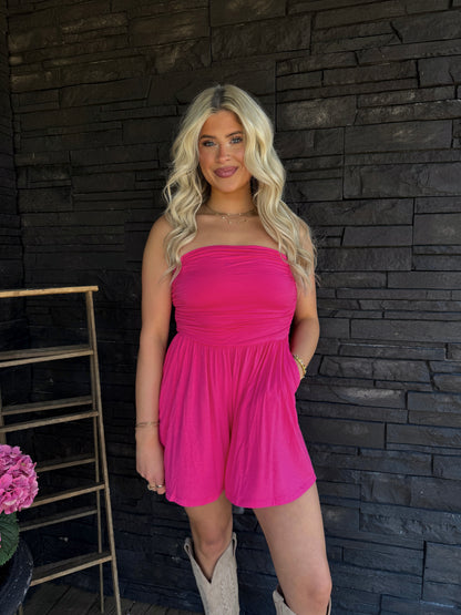 Savannah Romper - Hot Pink