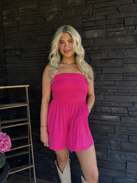 Savannah Romper - Hot Pink