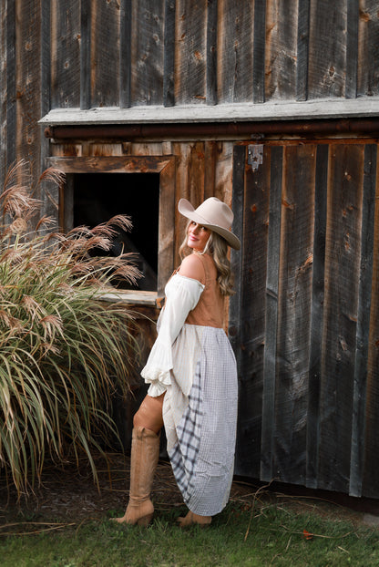 Rustic Patchwork Overall Dress