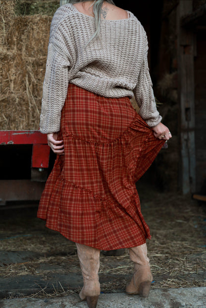 Hearthside Plaid Midi Skirt