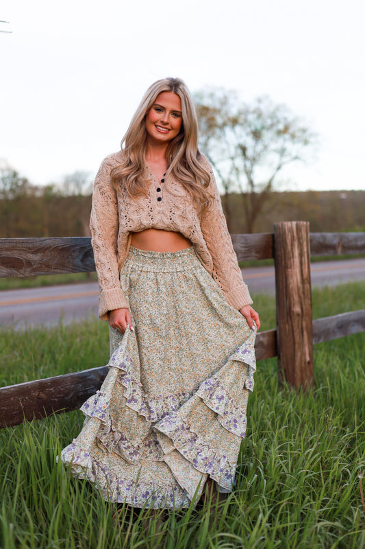 Blueberry Fleur Maxi Skirt