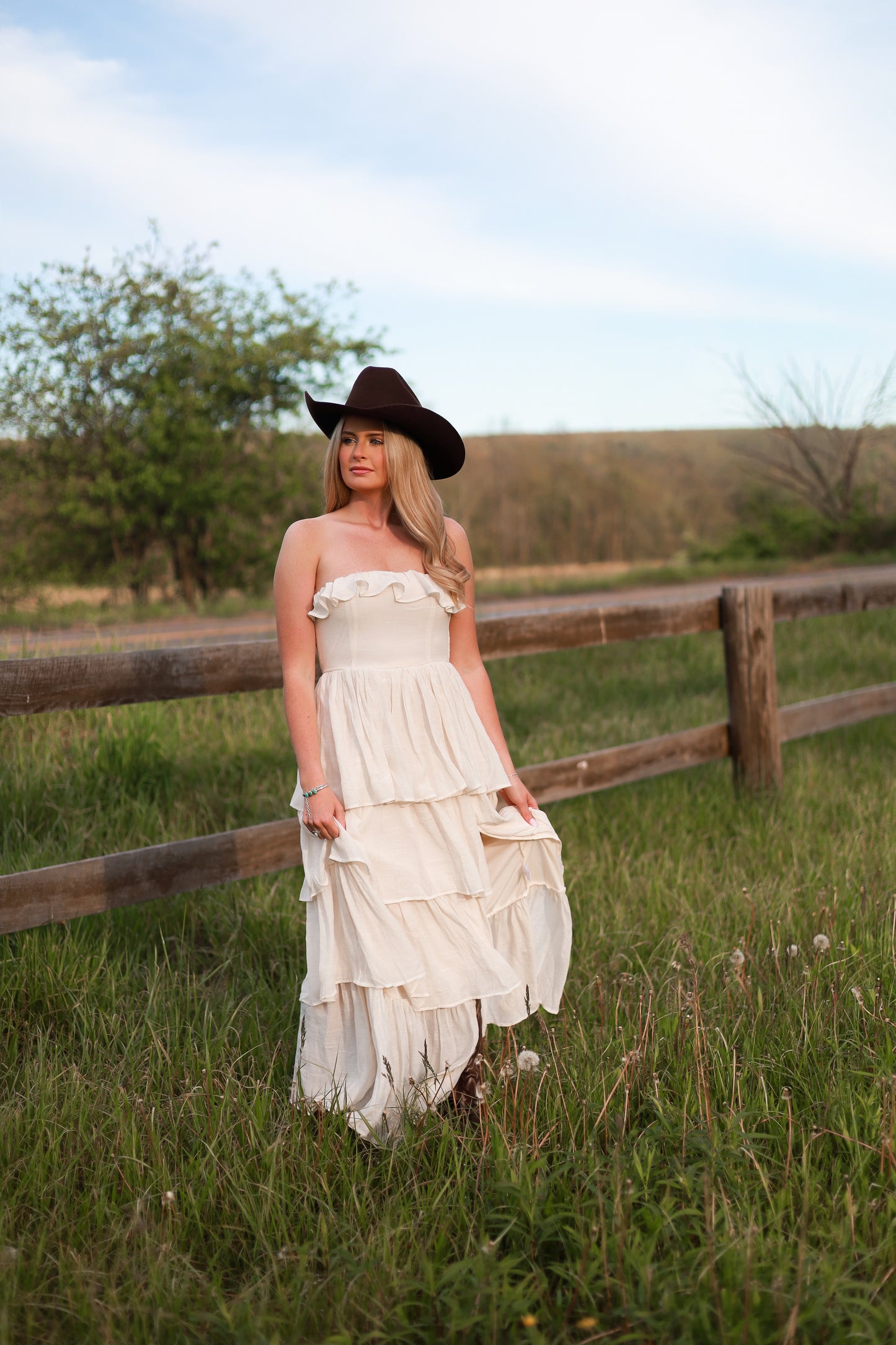 Meadow Muse Ruffle Dress - Cream