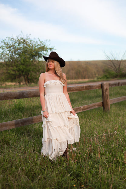 Meadow Muse Ruffle Dress - Cream