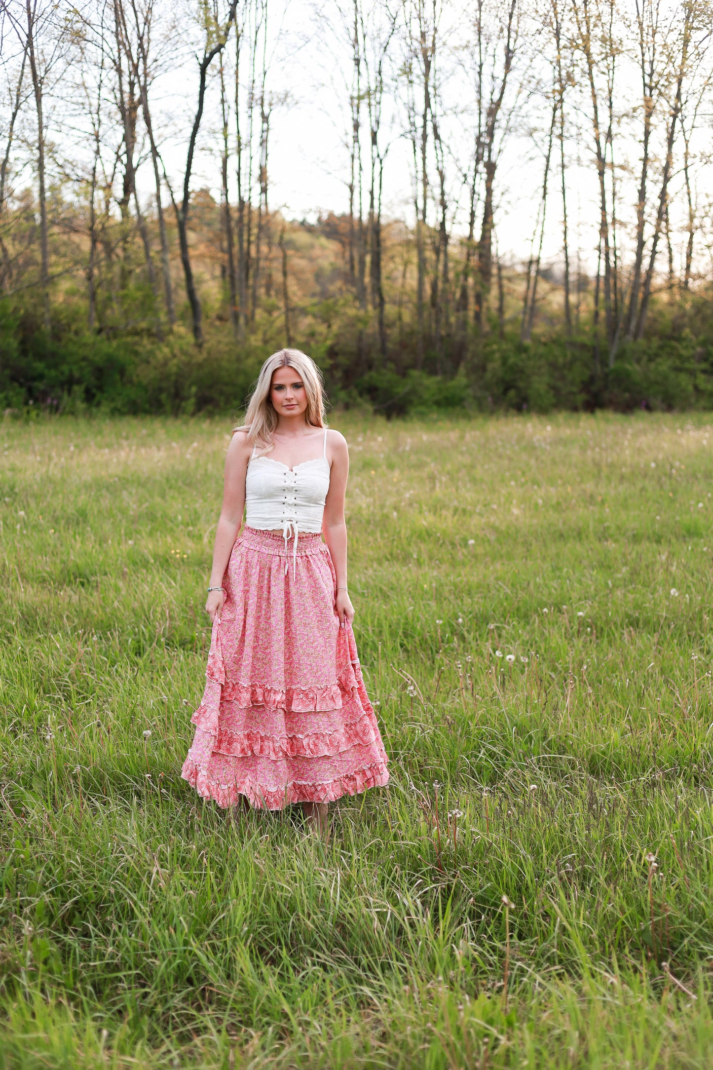 Strawberry Fleur Maxi Skirt