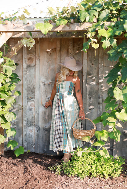 Sagebrush Plaid Maxi Dress - Mint