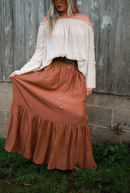 Evergreen Maxi Skirt - Terracotta