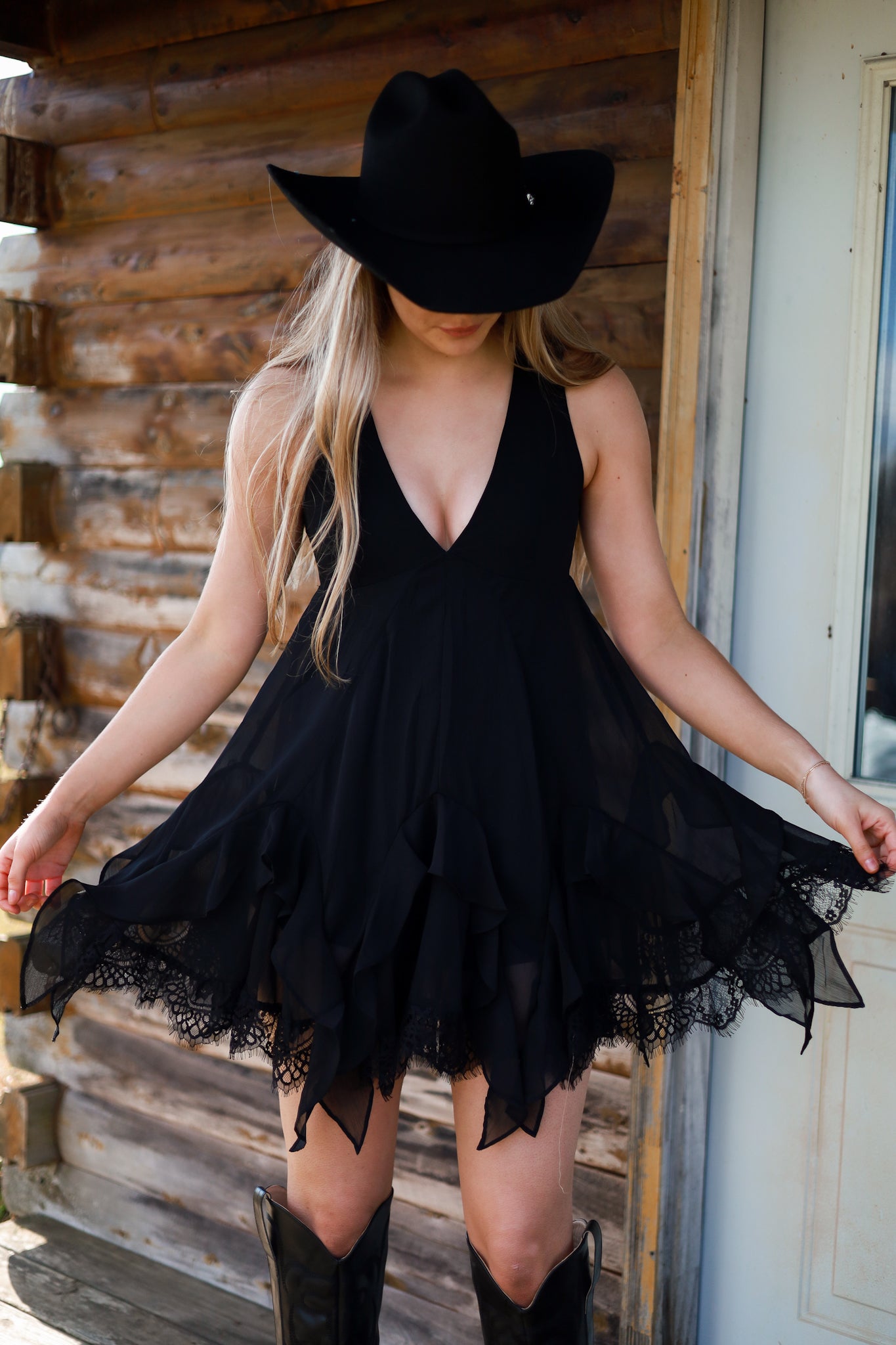 Lace Layering Romper - Black