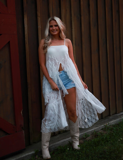 Lace Whisper Duster Top