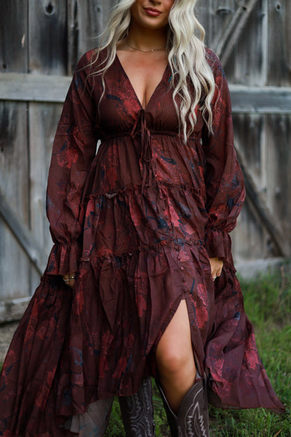 Prairie Bloom Dress - Burgundy