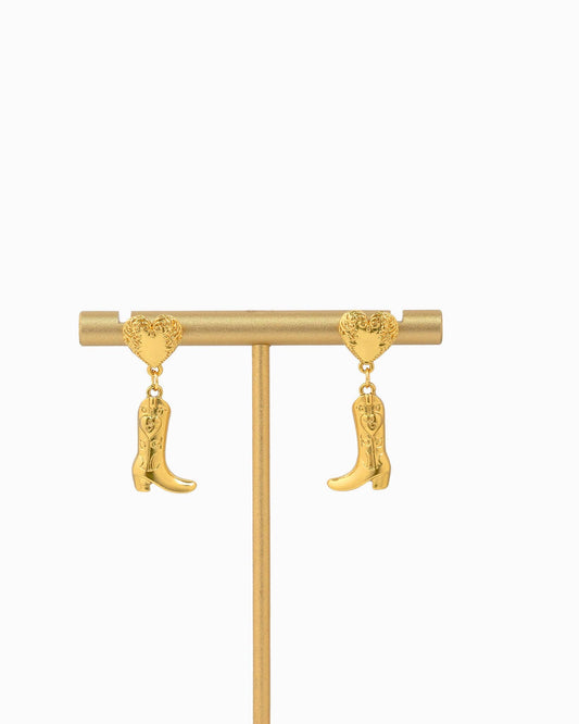 Western Heart Boot Drop Earrings