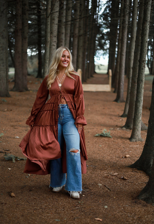 Folklore Duster Dress - Rust