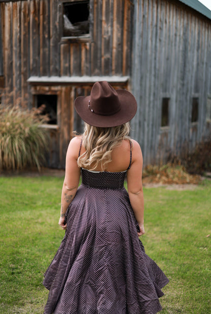 Storybook Lace Midi Dress - Brown