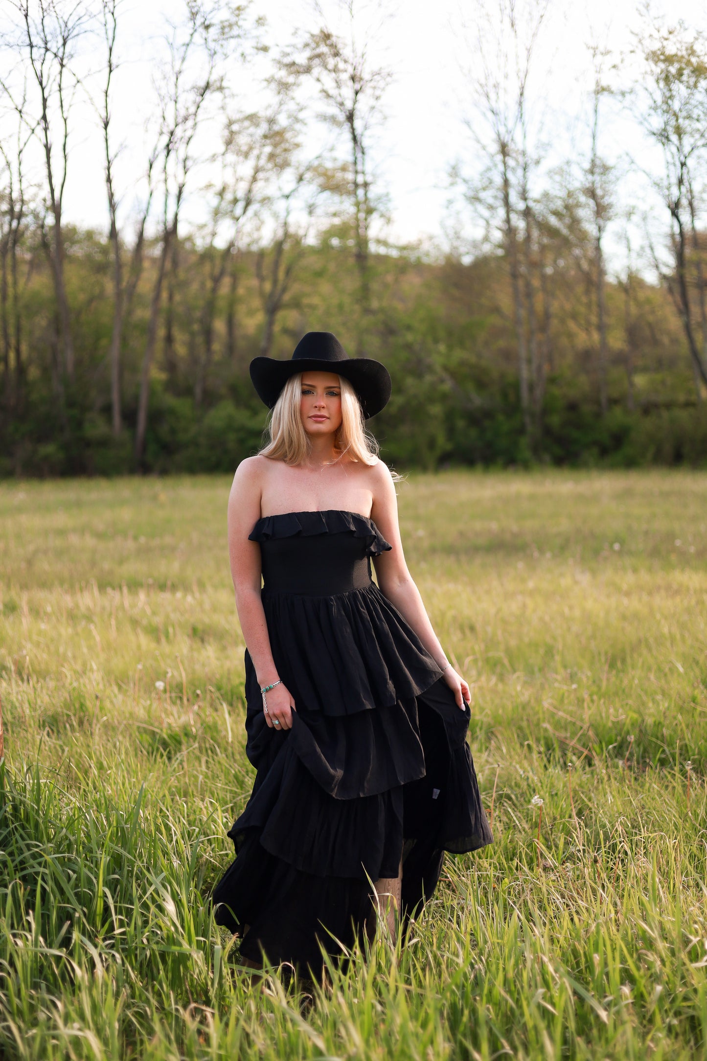 Meadow Muse Ruffle Dress - Black