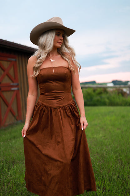 Cinnamon Fields Suede Dress