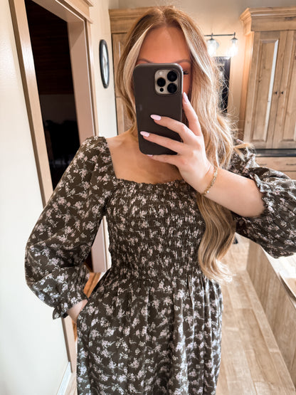 Layla Floral Maxi Dress - Brown