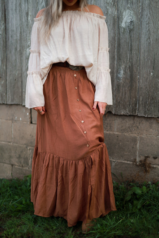 Evergreen Maxi Skirt - Terracotta