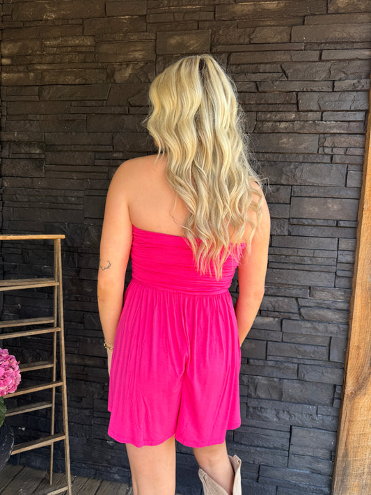 Savannah Romper - Hot Pink