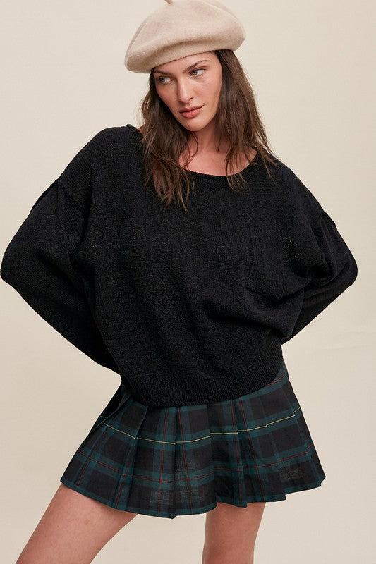 Elwood Wide Neck Pullover Knit Sweater