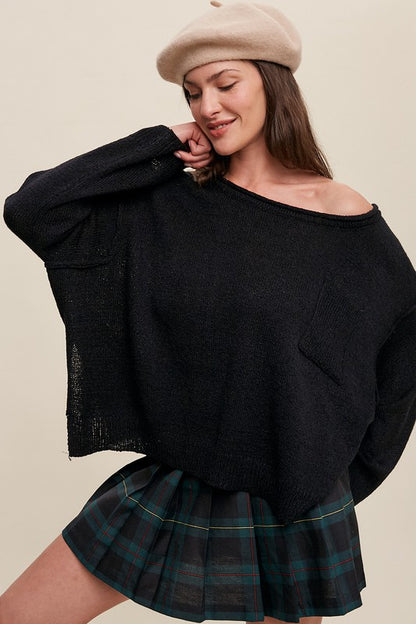 Elwood Wide Neck Pullover Knit Sweater