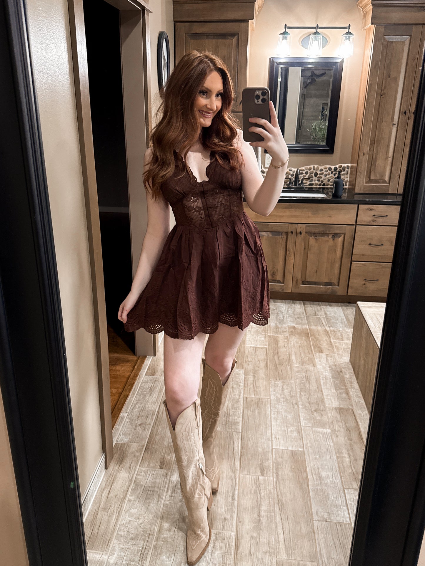 Southern Sweet Fit & Flare Dress - Pecan