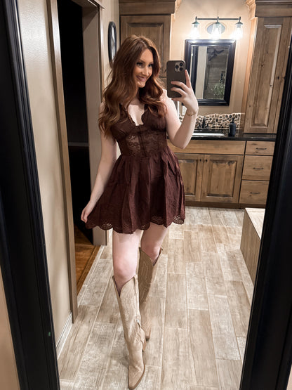 Southern Sweet Fit & Flare Dress - Pecan