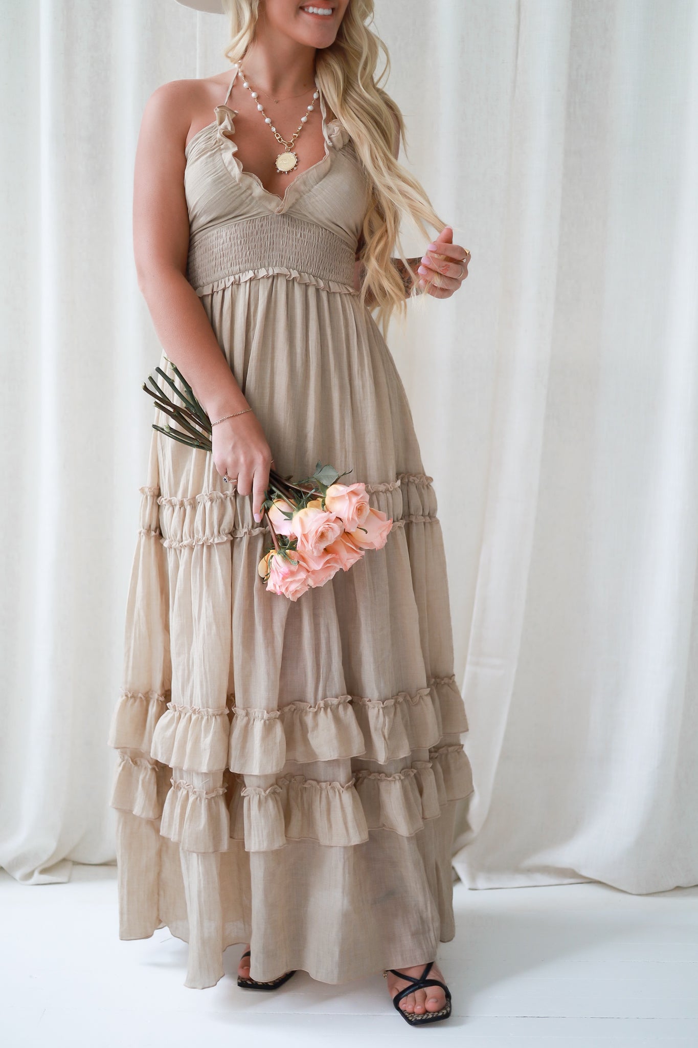 Western Shore Maxi Dress - Beige