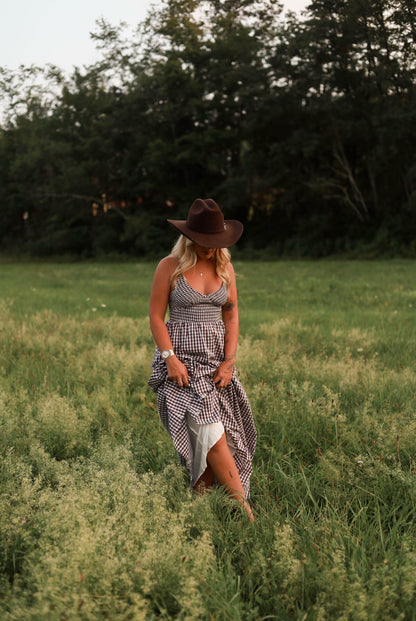 Jackson Gingham Maxi Dress - Brown