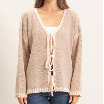 Open Front Tie Cardigan