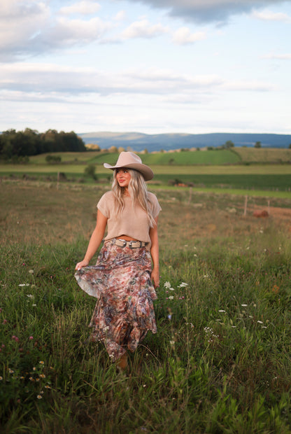 Meadowlark Blooms Tiered Maxi Skirt